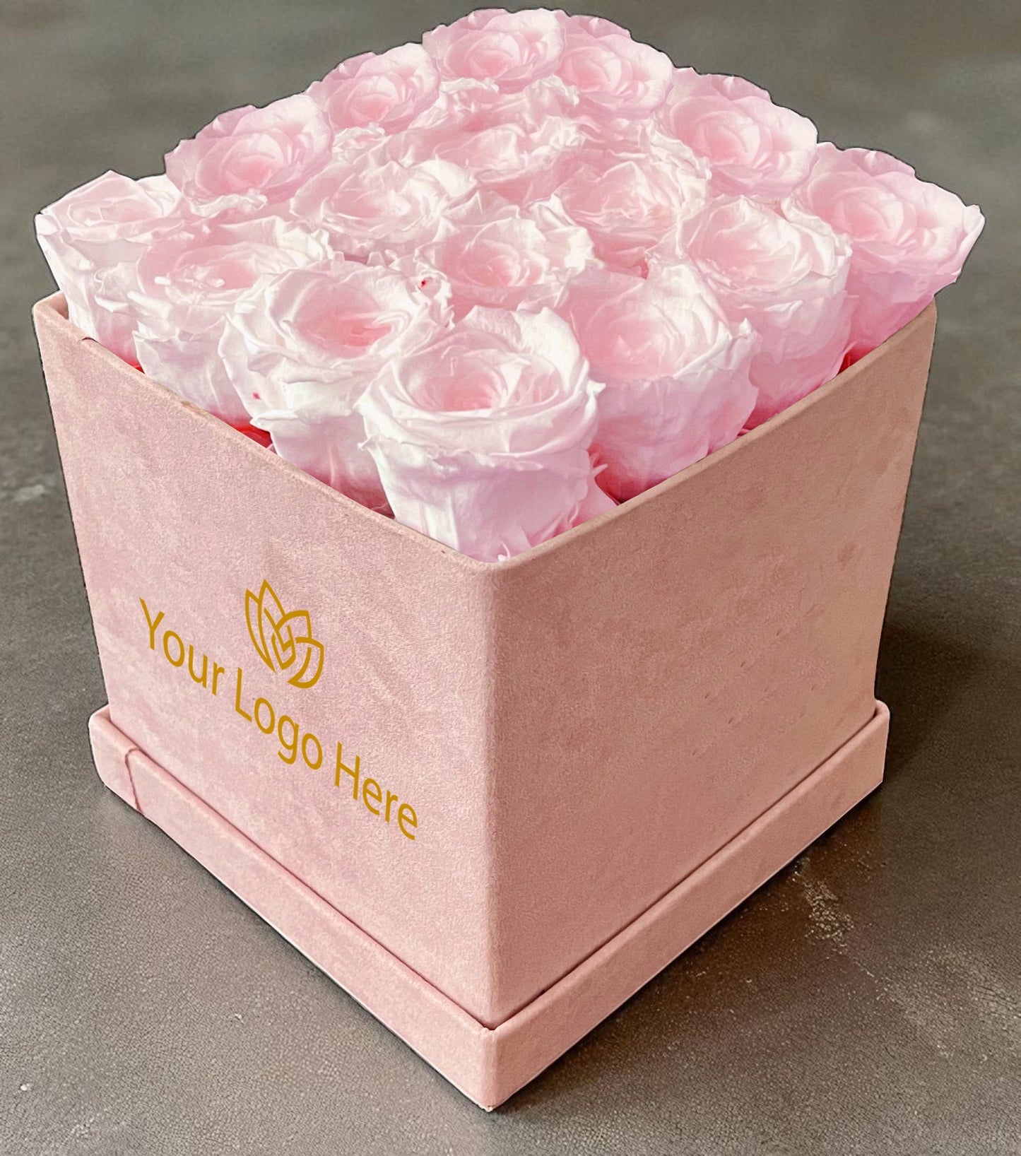 Branded Square Floral Arrangement | 16 Preserved Roses, Fast Shipping