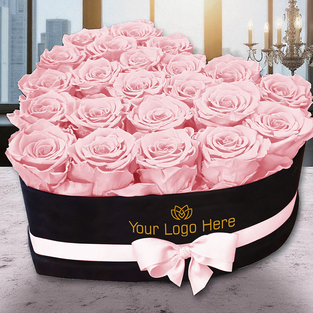 Branded Heart Floral Arrangement | 22 Preserved Roses, Fast Shipping