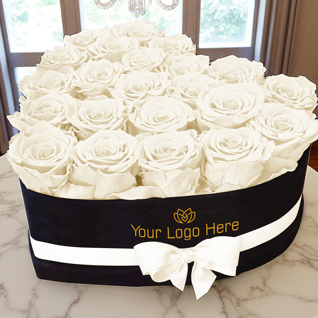Branded Heart Floral Arrangement | 22 Preserved Roses, Fast Shipping
