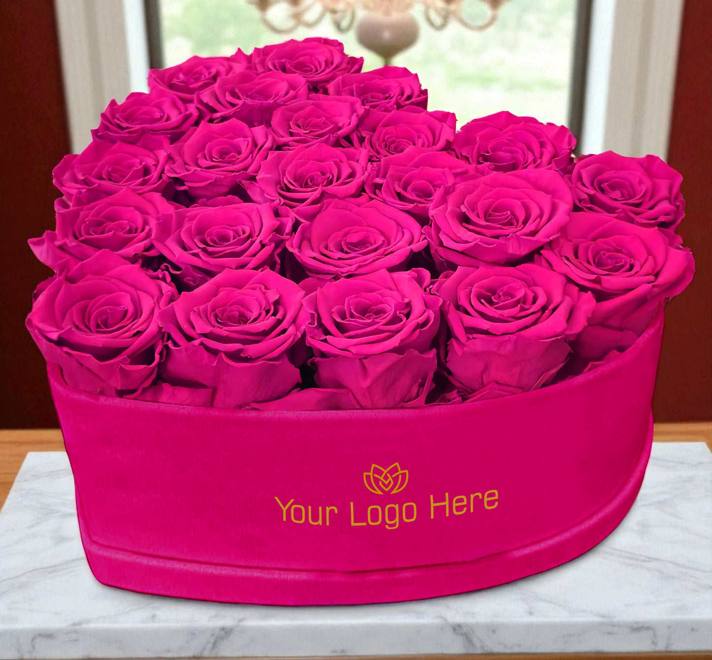Branded Heart Floral Arrangement | 22 Preserved Roses, Fast Shipping