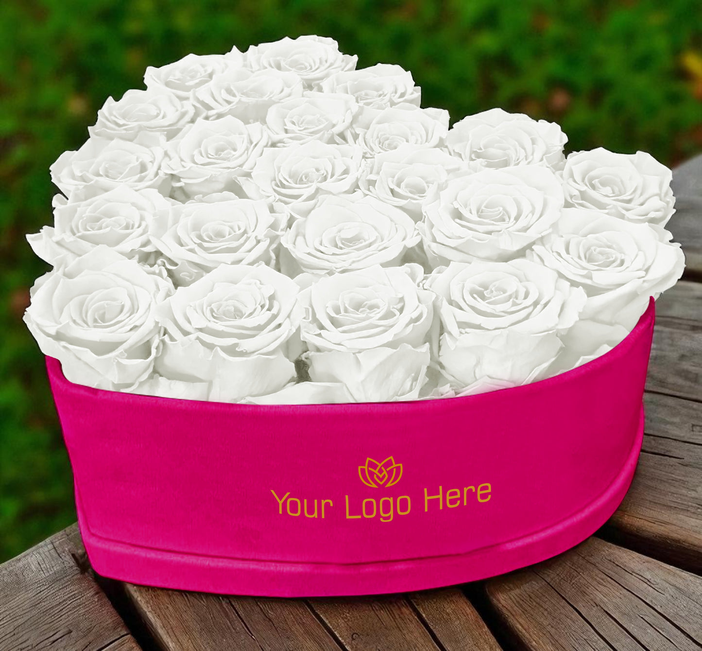 Branded Heart Floral Arrangement | 22 Preserved Roses, Fast Shipping