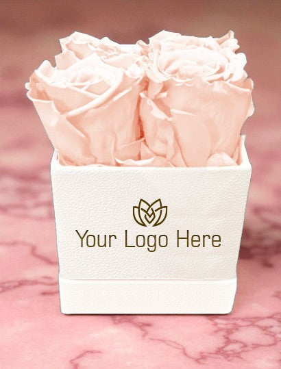 Branded Square Floral Arrangement | 4 Preserved Roses, Fast Shipping