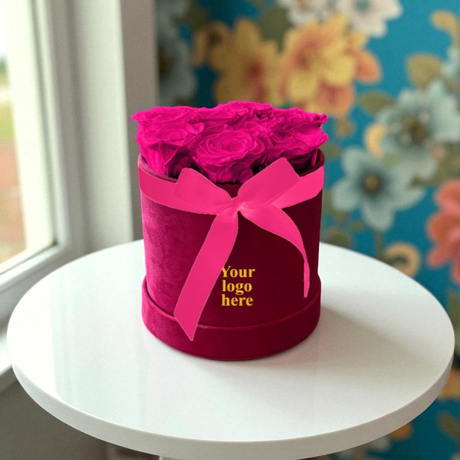 Branded Round Floral Arrangement | 8 to 10 Preserved Roses, Fast Shipping