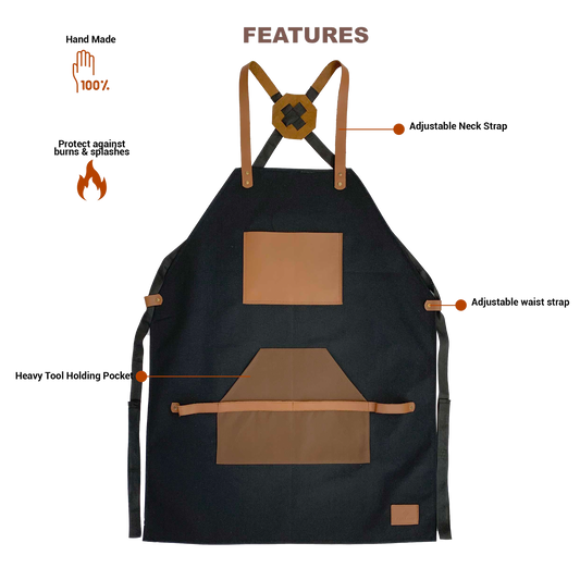 Canvas & Leather Apron - Black- Stock - BMade