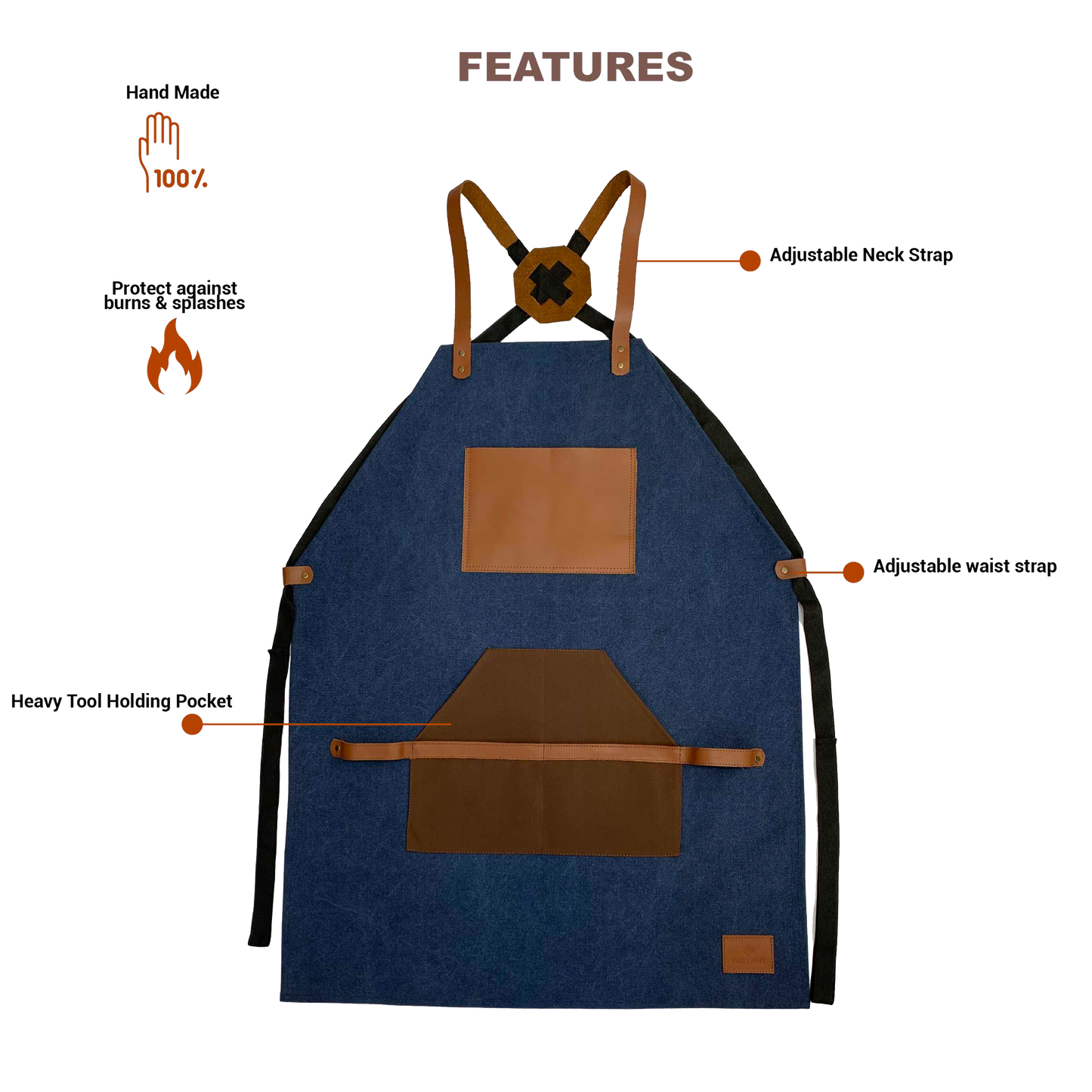 Canvas & Leather Apron - Blue- Stock - BMade