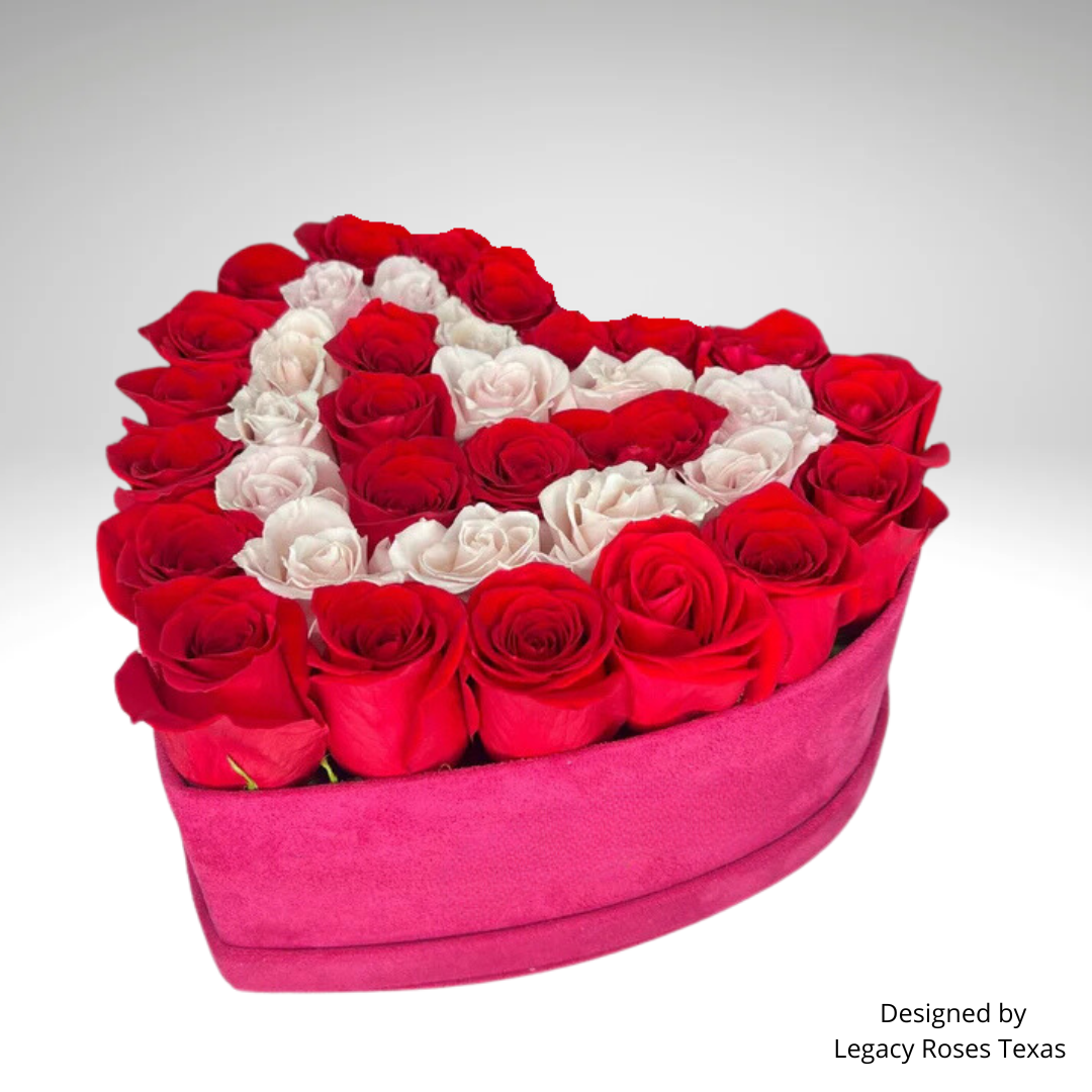 Custom Heart Flower Box 10.23"x11.81"x3.93" - Assemble Yourself - Pack of 30 Boxes in 3 colors - CFB
