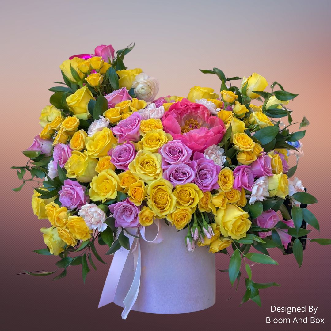 Custom Round Flower Box 6.29"x6.69" - Pre-Assemble Ready to Use - Pack of 30 Boxes in 3 colors - CFB