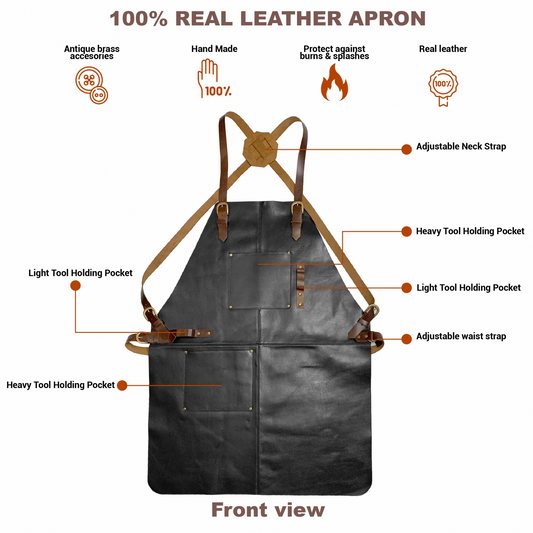 Gabanna Leather Apron - Black- Stock