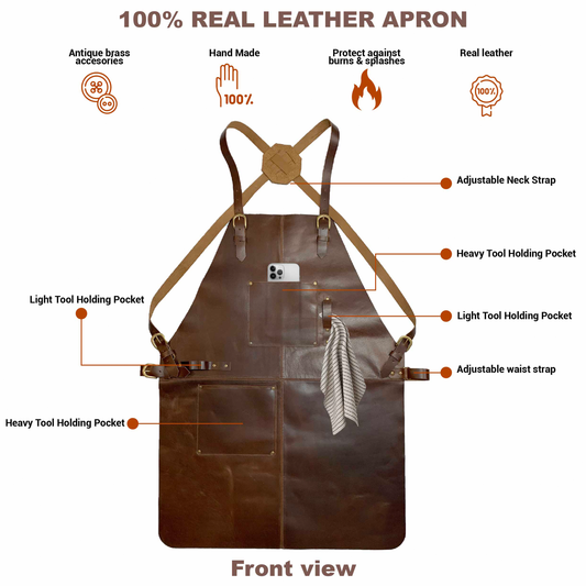 Gabanna Leather Apron - Brown- Stock - BMade