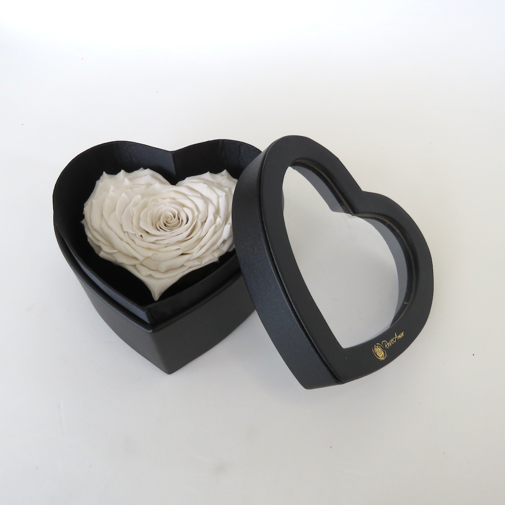 LUXURY 1 PRESERVED ROSE ARRANGEMENT HEART - GIFT PU LEATHER HEART BOX - BMade