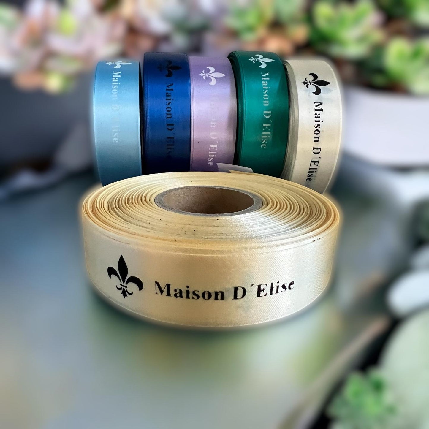 1 Inches Custom Satin Single Face Ribbon - Set of 3 Rolls of 50 yards | Ideal for Custom Floral Arrangements and Gifts