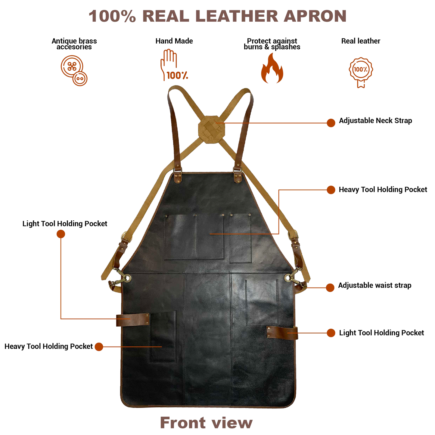 Rustic Leather Apron - Black- Stock - BMade
