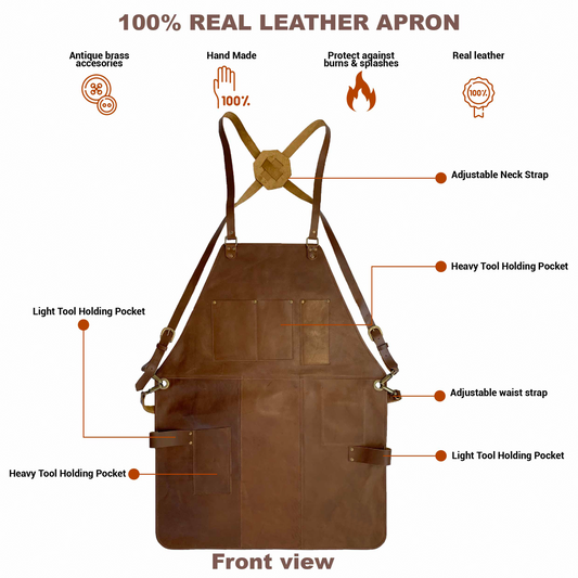 Rustic Leather Apron - Brown - BMade