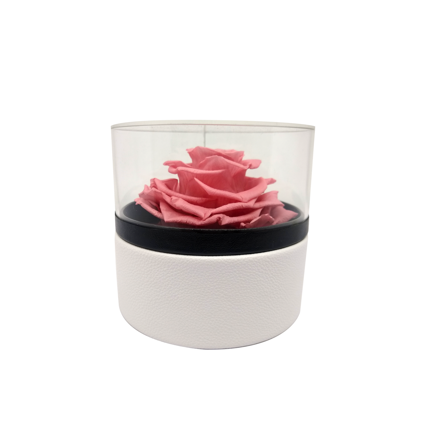 LUXURY 1 PRESERVED ROSE ARRANGEMENT - ROUND ACRYLIC AND PU BOX - BMade