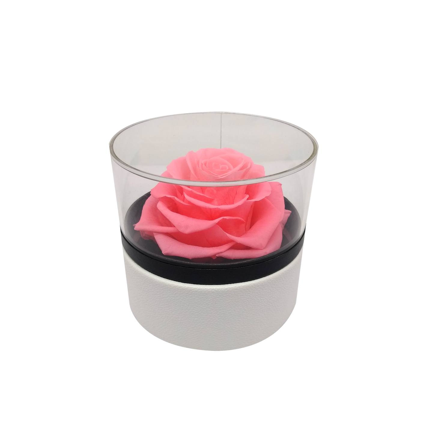 LUXURY 1 PRESERVED ROSE ARRANGEMENT - ROUND ACRYLIC AND PU BOX - BMade