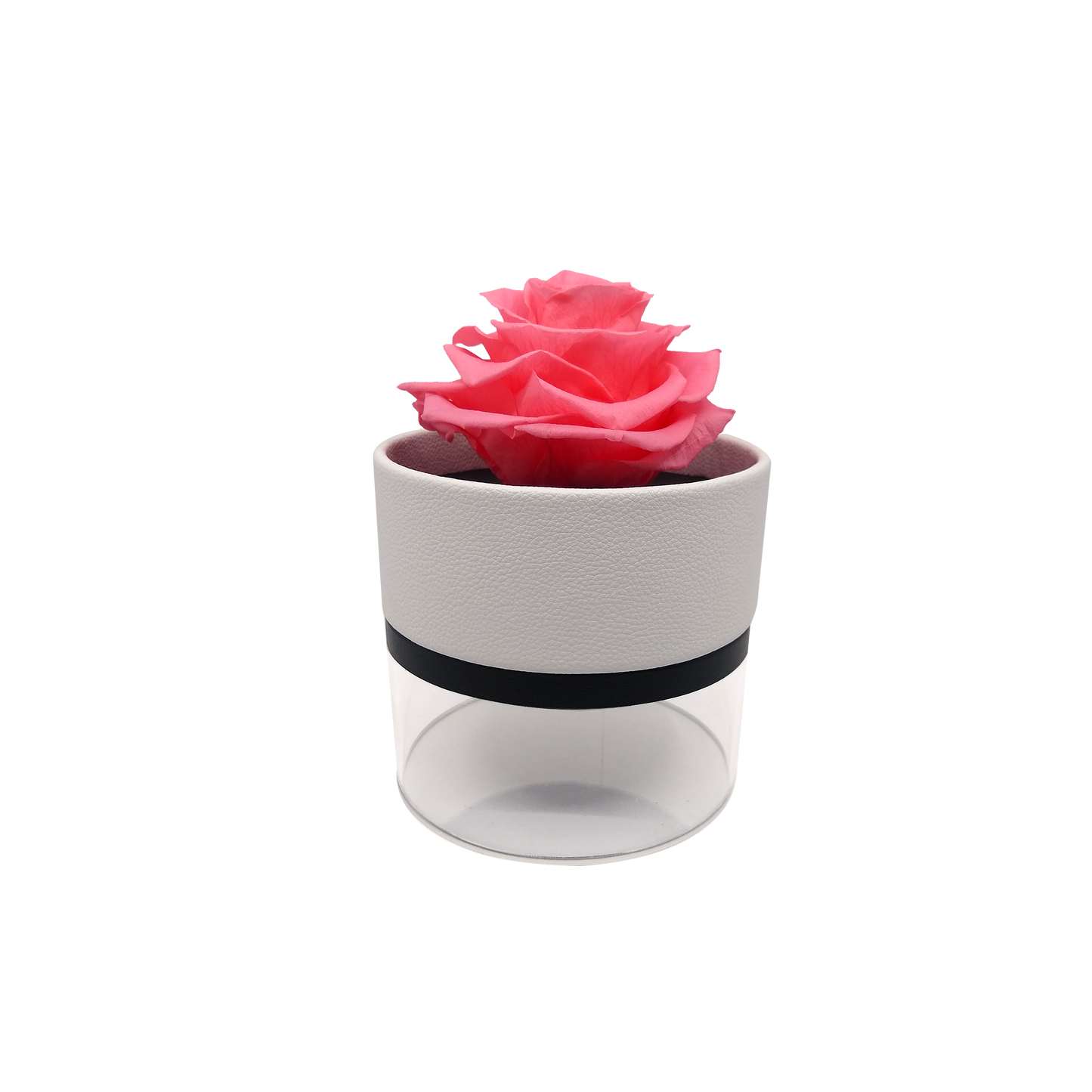 LUXURY 1 PRESERVED ROSE ARRANGEMENT - ROUND ACRYLIC AND PU BOX - BMade