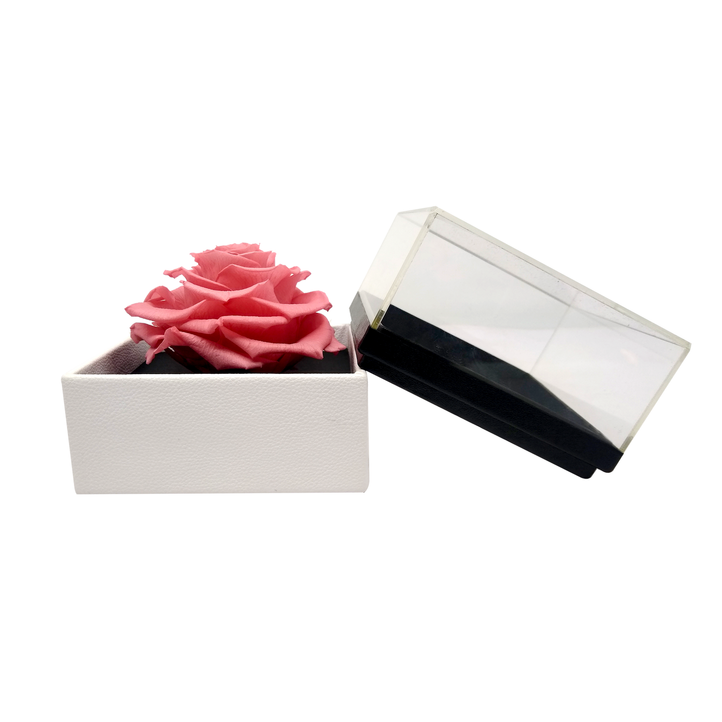LUXURY 1 PRESERVED ROSE ARRANGEMENT - SQUARE ACRYLIC AND PU BOX - BMade