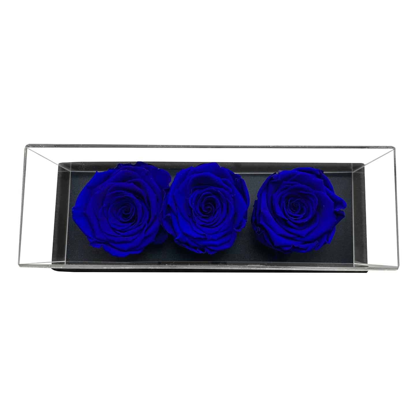 LUXURY 3 PRESERVED ROSES ARRANGEMENT - ACRYLIC TOP AND PU LEATHER BOX - BMade