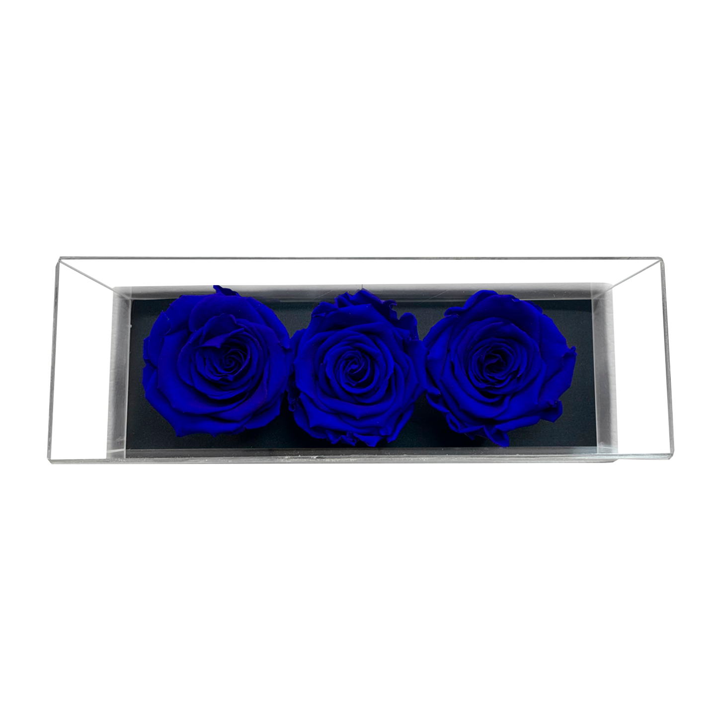 LUXURY 3 PRESERVED ROSES ARRANGEMENT - ACRYLIC TOP AND PU LEATHER BOX - BMade
