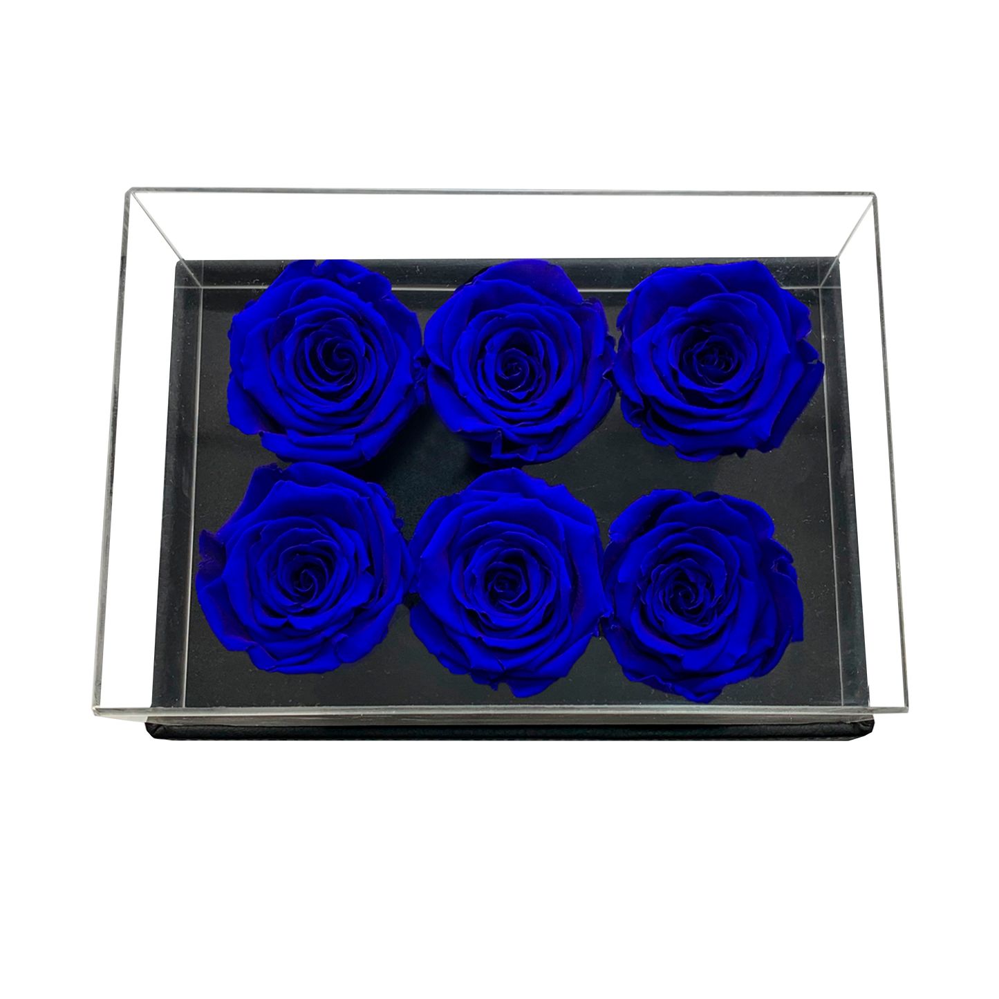 LUXURY 6 PRESERVED ROSES ARRANGEMENT - ACRYLIC TOP AND PU LEATHER BOX - BMade