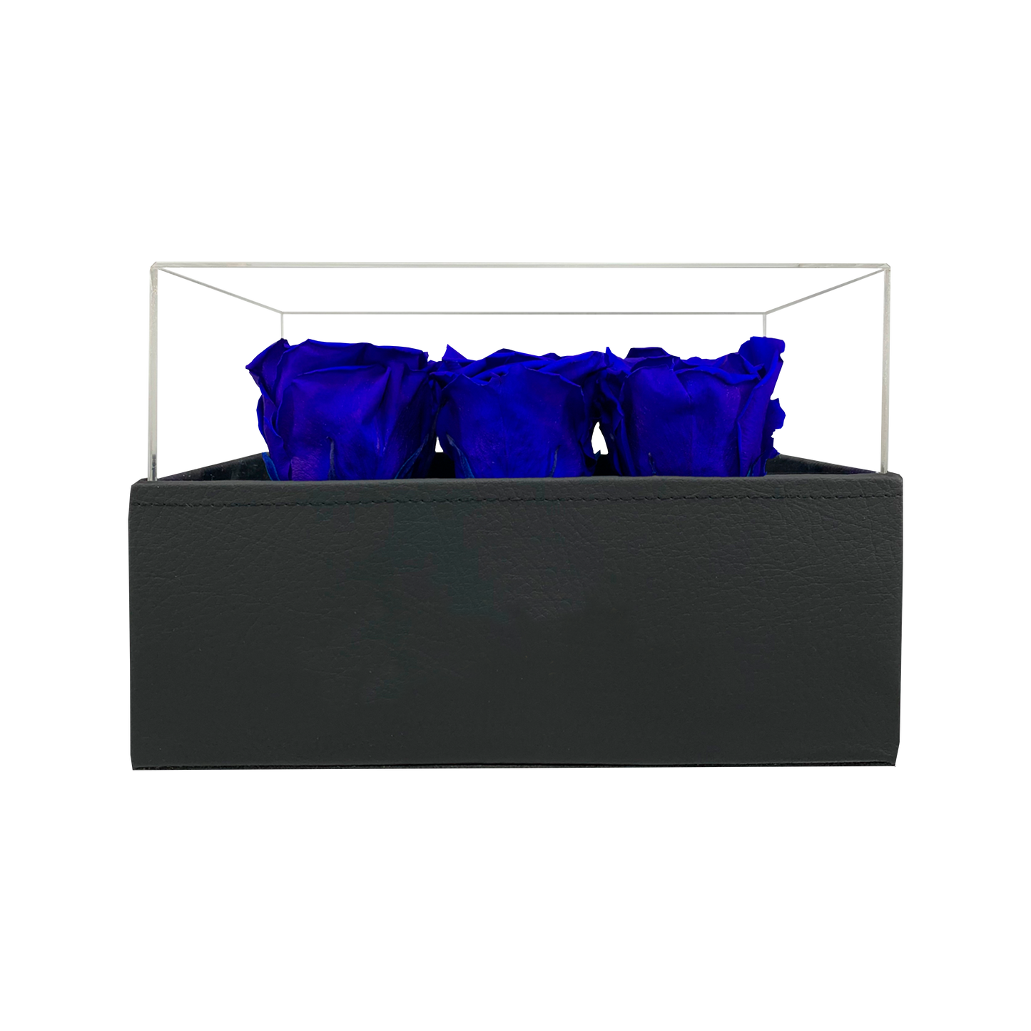 LUXURY 6 PRESERVED ROSES ARRANGEMENT - ACRYLIC TOP AND PU LEATHER BOX - BMade