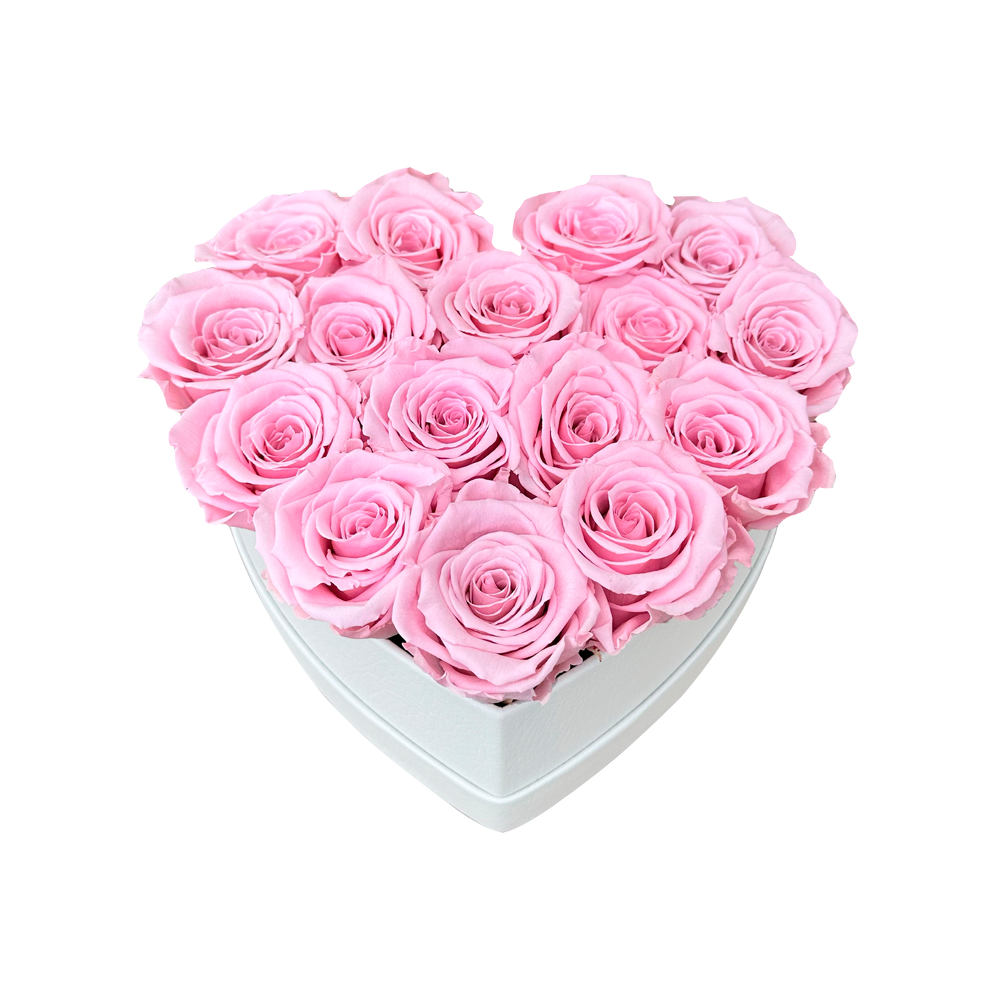 LUXURY 11-13 PRESERVED ROSES ARRANGEMENT - HEART PU LEATHER BOX - BMade