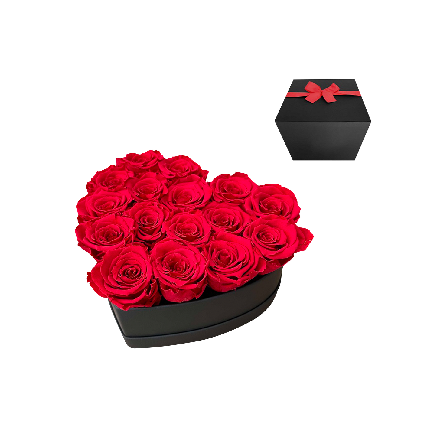 LUXURY 11-13 PRESERVED ROSES ARRANGEMENT - HEART PU LEATHER BOX - BMade