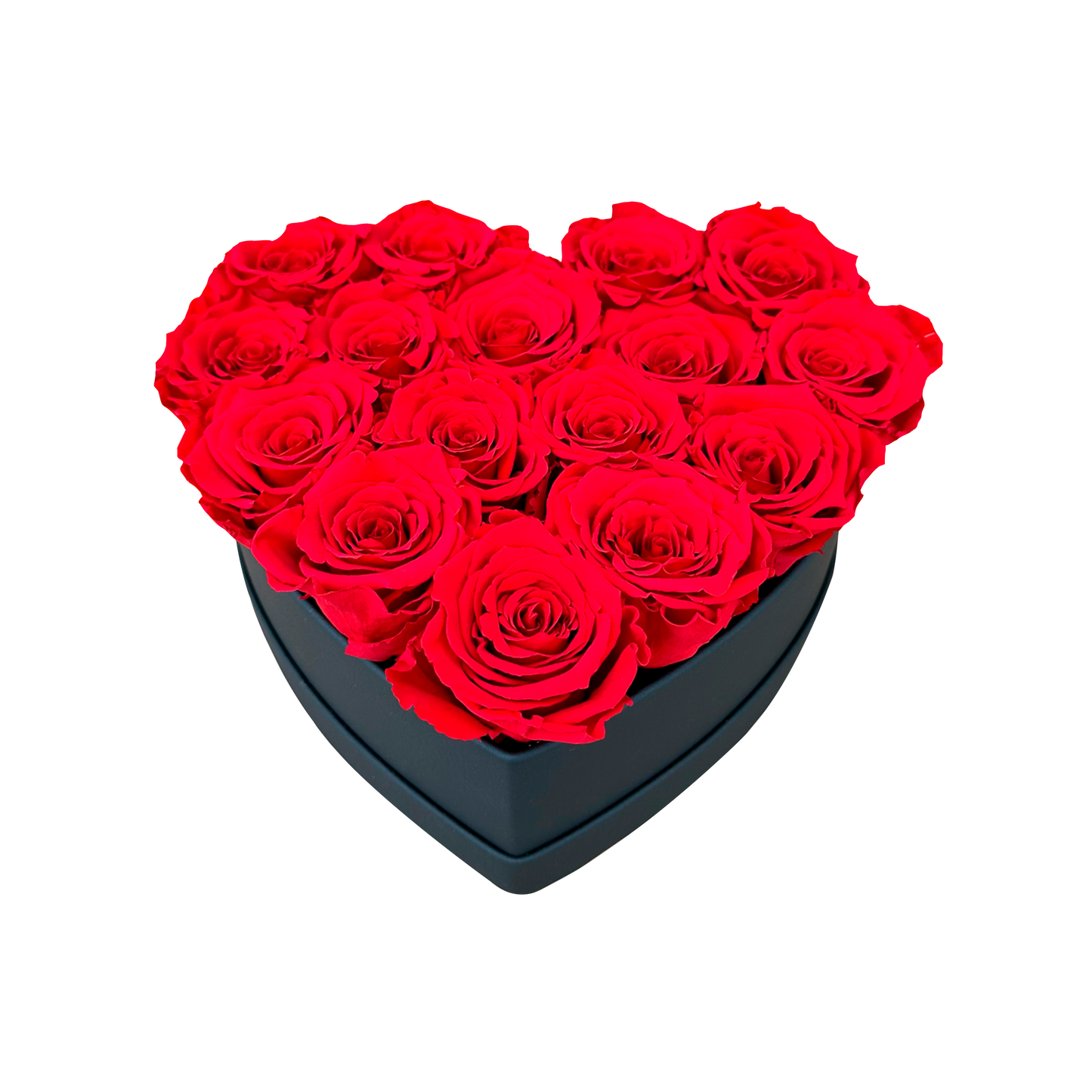 LUXURY 11-13 PRESERVED ROSES ARRANGEMENT - HEART PU LEATHER BOX - BMade