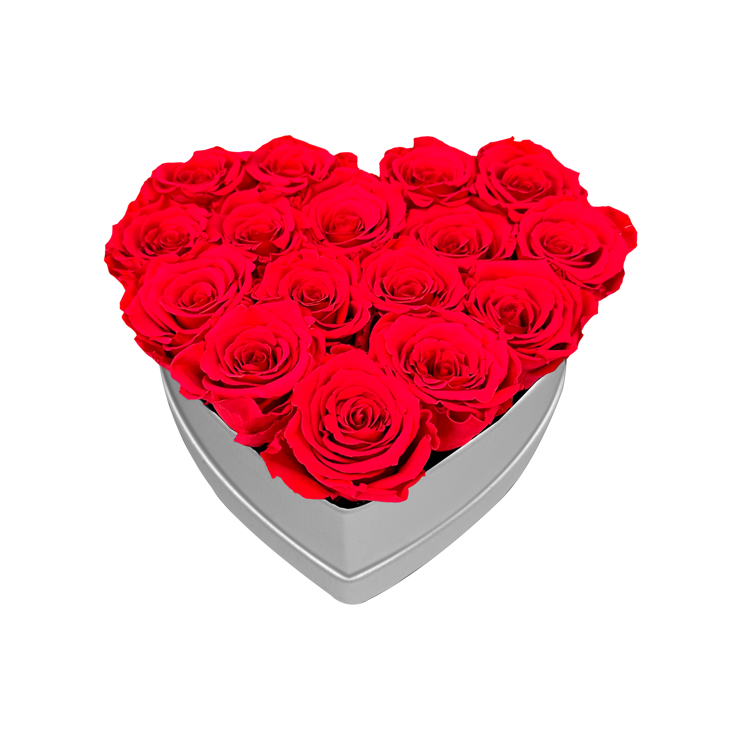 LUXURY 11-13 PRESERVED ROSES ARRANGEMENT - HEART PU LEATHER BOX - BMade