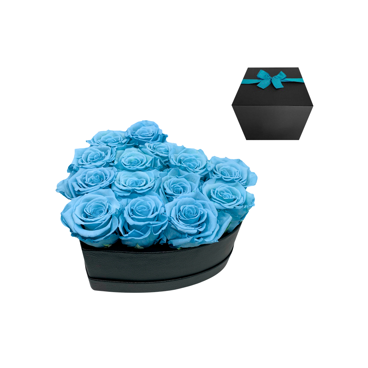 LUXURY 11-13 PRESERVED ROSES ARRANGEMENT - HEART PU LEATHER BOX - BMade