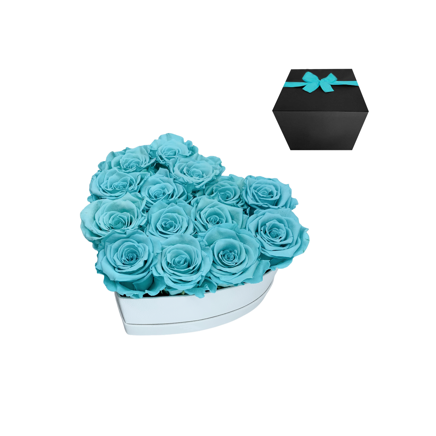 LUXURY 11-13 PRESERVED ROSES ARRANGEMENT - HEART PU LEATHER BOX - BMade