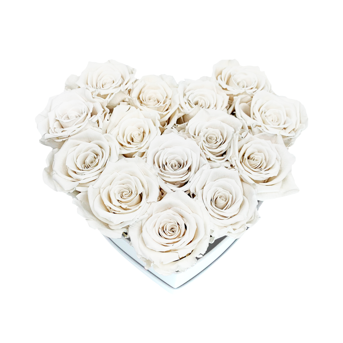 LUXURY 11-13 PRESERVED ROSES ARRANGEMENT - HEART PU LEATHER BOX - BMade