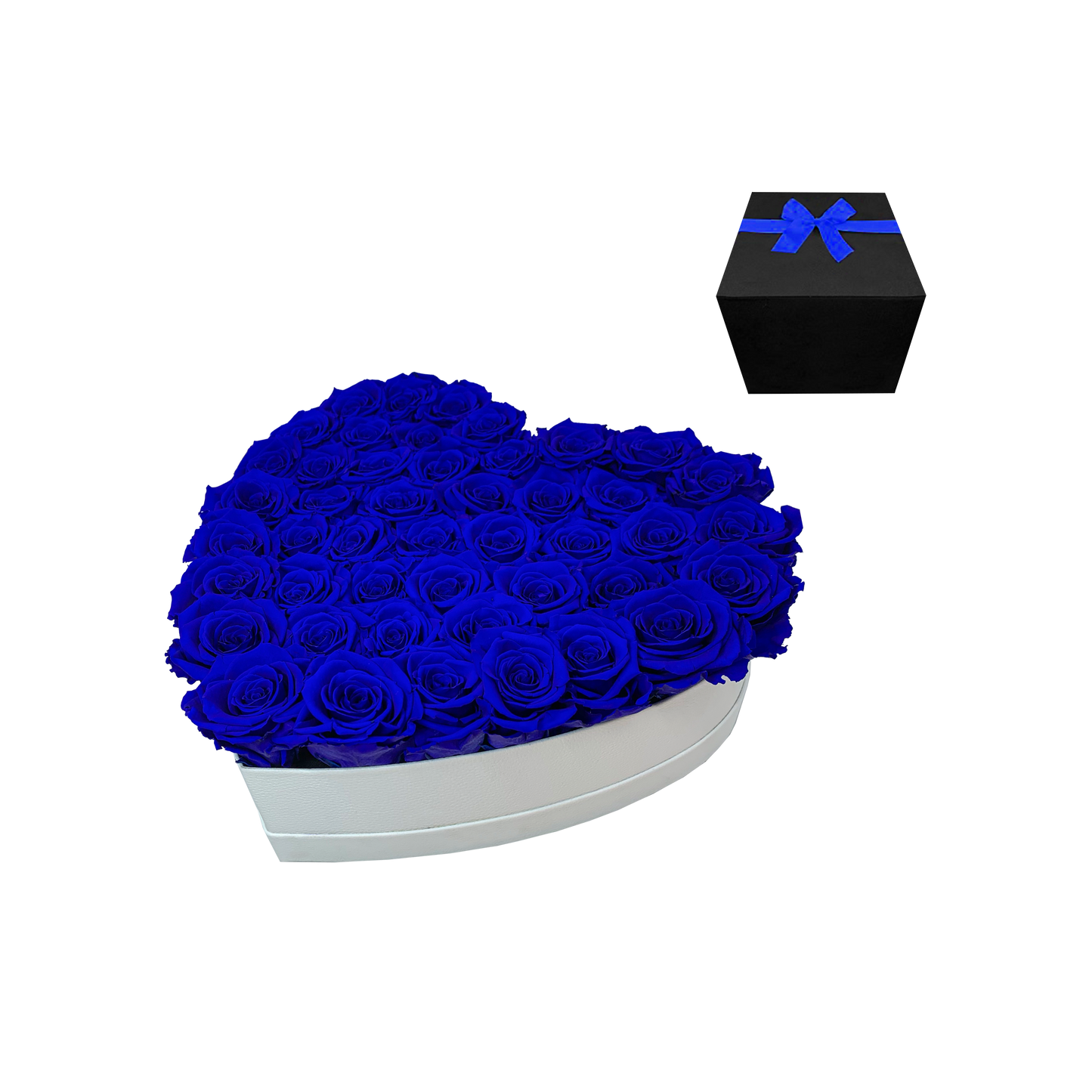 LUXURY 44-46 PRESERVED ROSES ARRANGEMENT - HEART PU LEATHER BOX - BMade