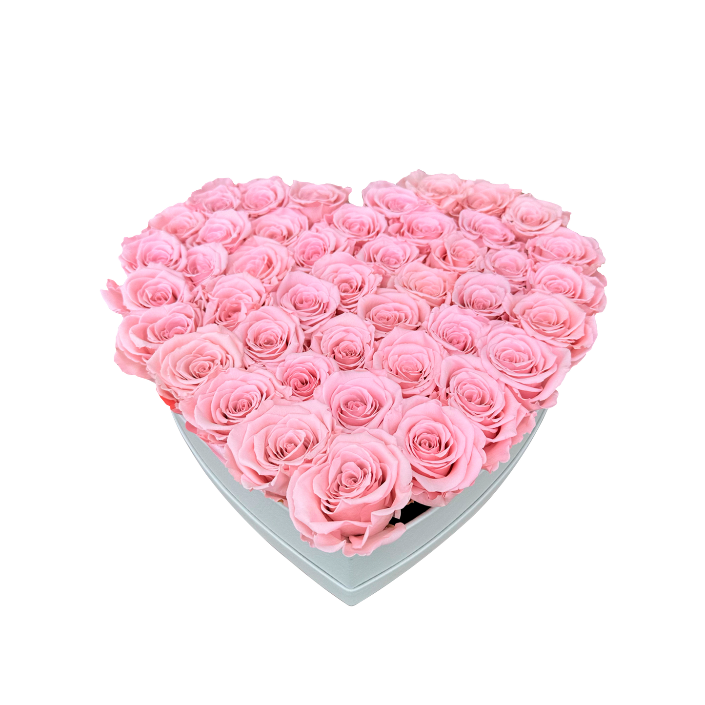 LUXURY 44-46 PRESERVED ROSES ARRANGEMENT - HEART PU LEATHER BOX - BMade