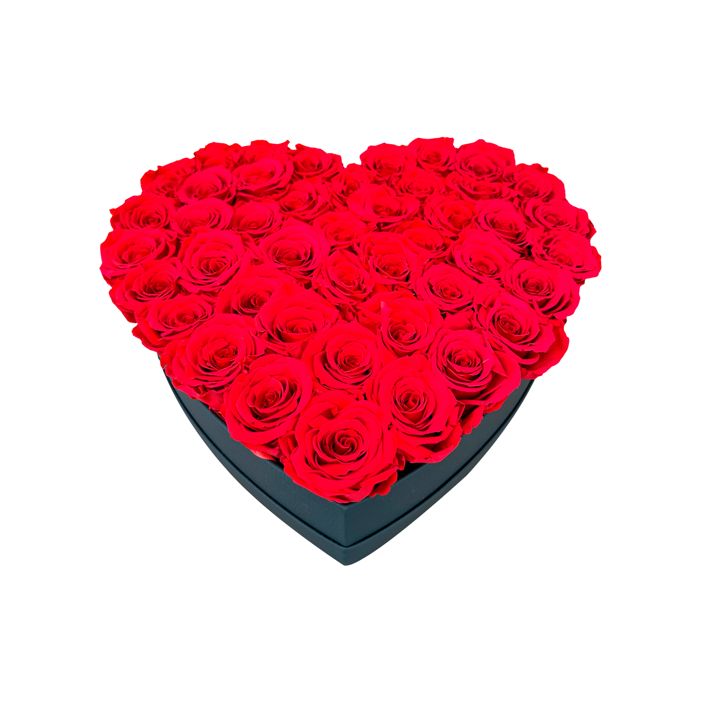 LUXURY 44-46 PRESERVED ROSES ARRANGEMENT - HEART PU LEATHER BOX - BMade
