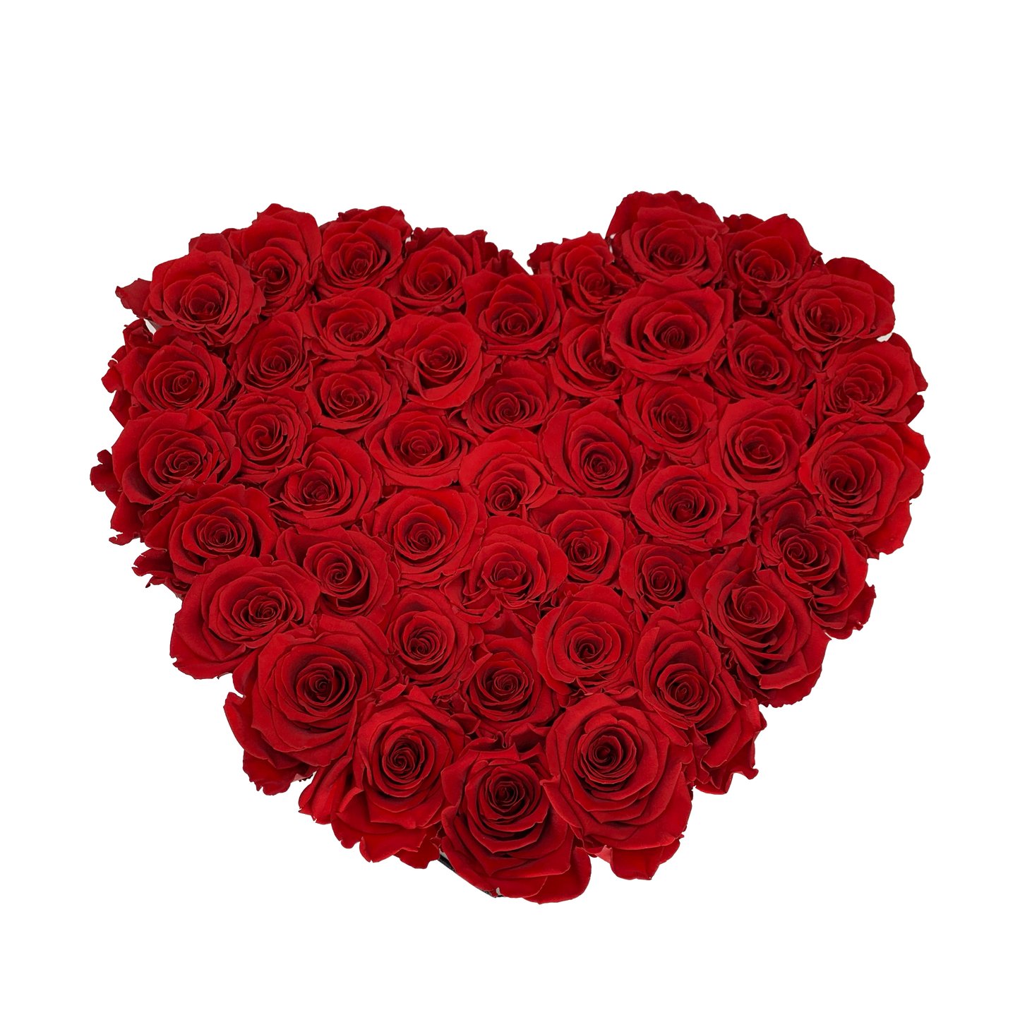 LUXURY 44-46 PRESERVED ROSES ARRANGEMENT - HEART PU LEATHER BOX - BMade