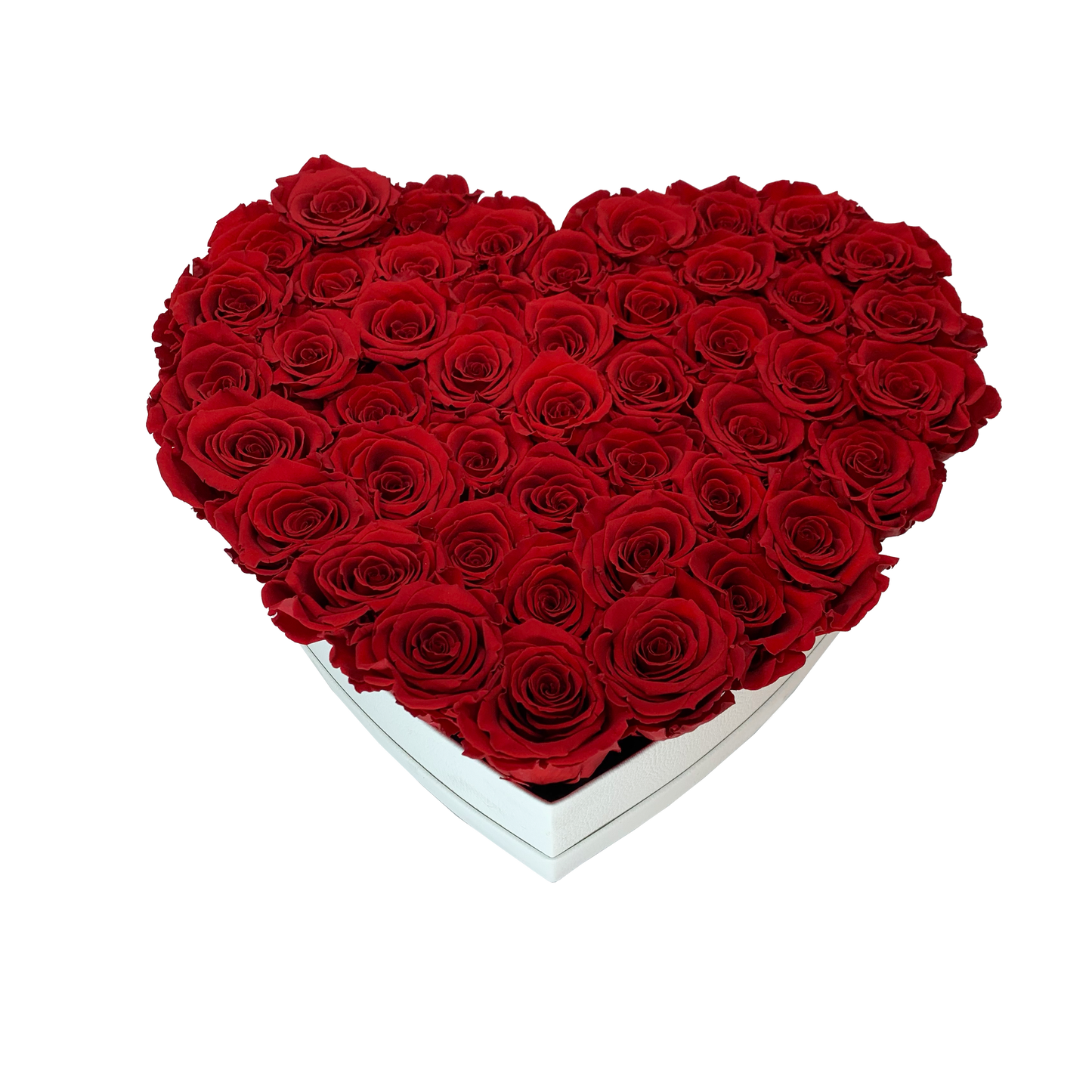 LUXURY 44-46 PRESERVED ROSES ARRANGEMENT - HEART PU LEATHER BOX - BMade