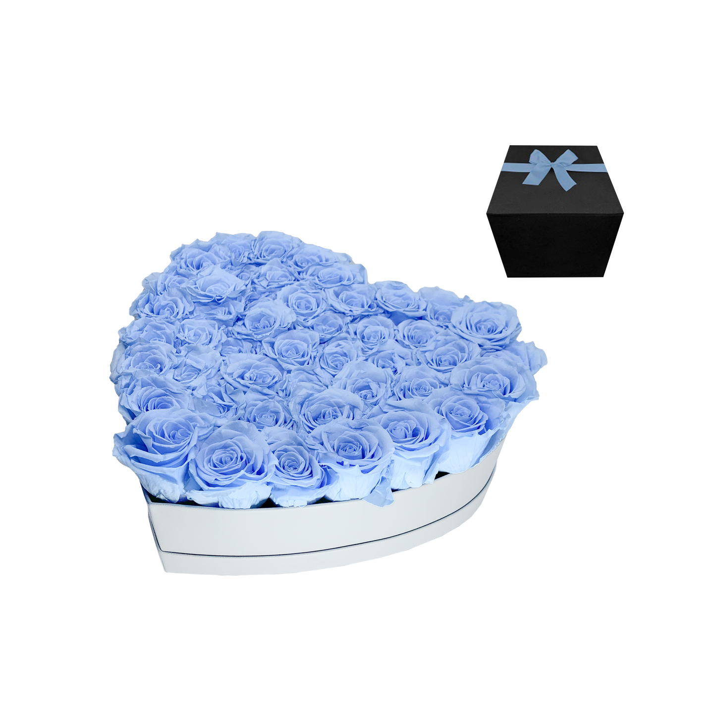 LUXURY 44-46 PRESERVED ROSES ARRANGEMENT - HEART PU LEATHER BOX - BMade
