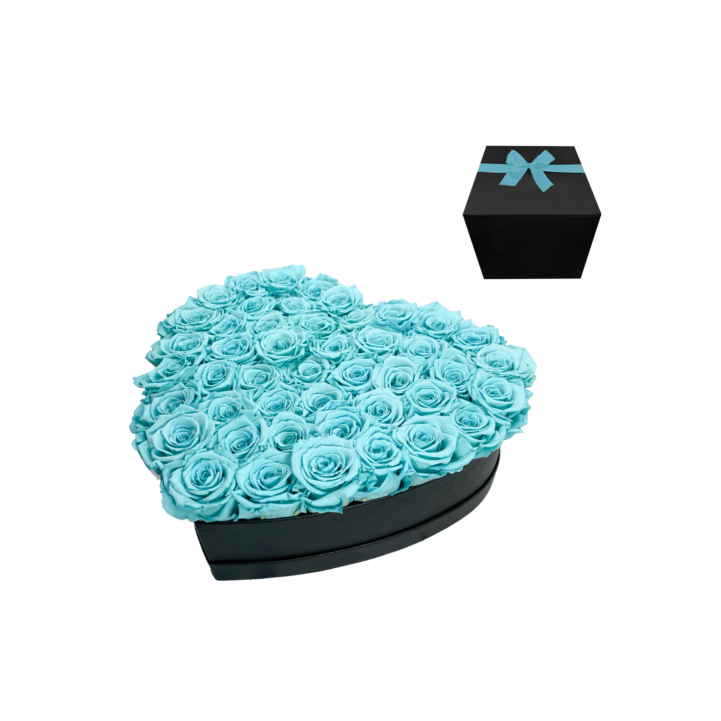 LUXURY 44-46 PRESERVED ROSES ARRANGEMENT - HEART PU LEATHER BOX - BMade