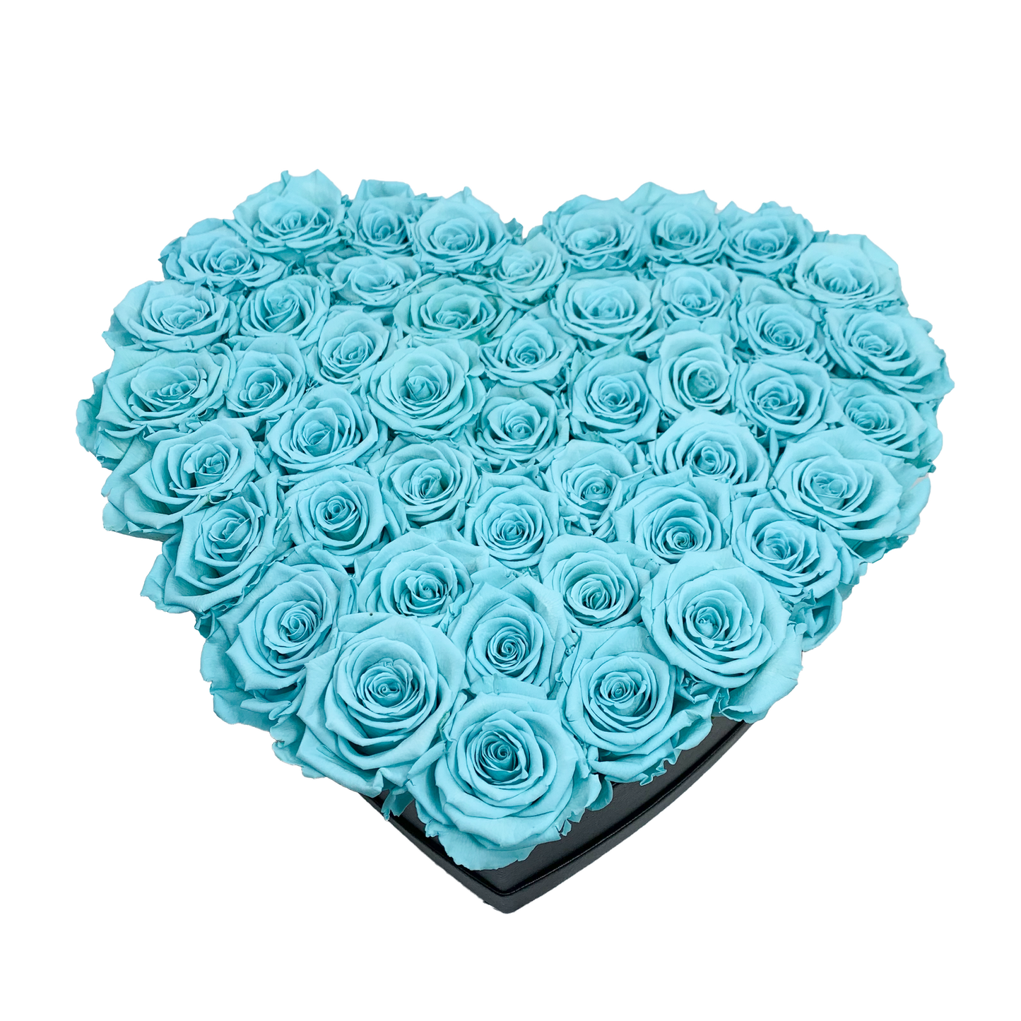 LUXURY 44-46 PRESERVED ROSES ARRANGEMENT - HEART PU LEATHER BOX - BMade
