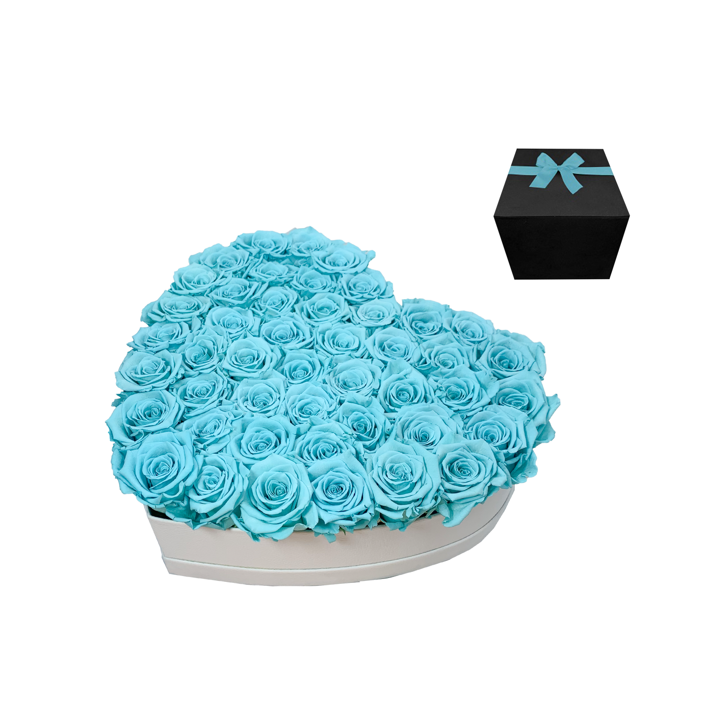 LUXURY 44-46 PRESERVED ROSES ARRANGEMENT - HEART PU LEATHER BOX - BMade