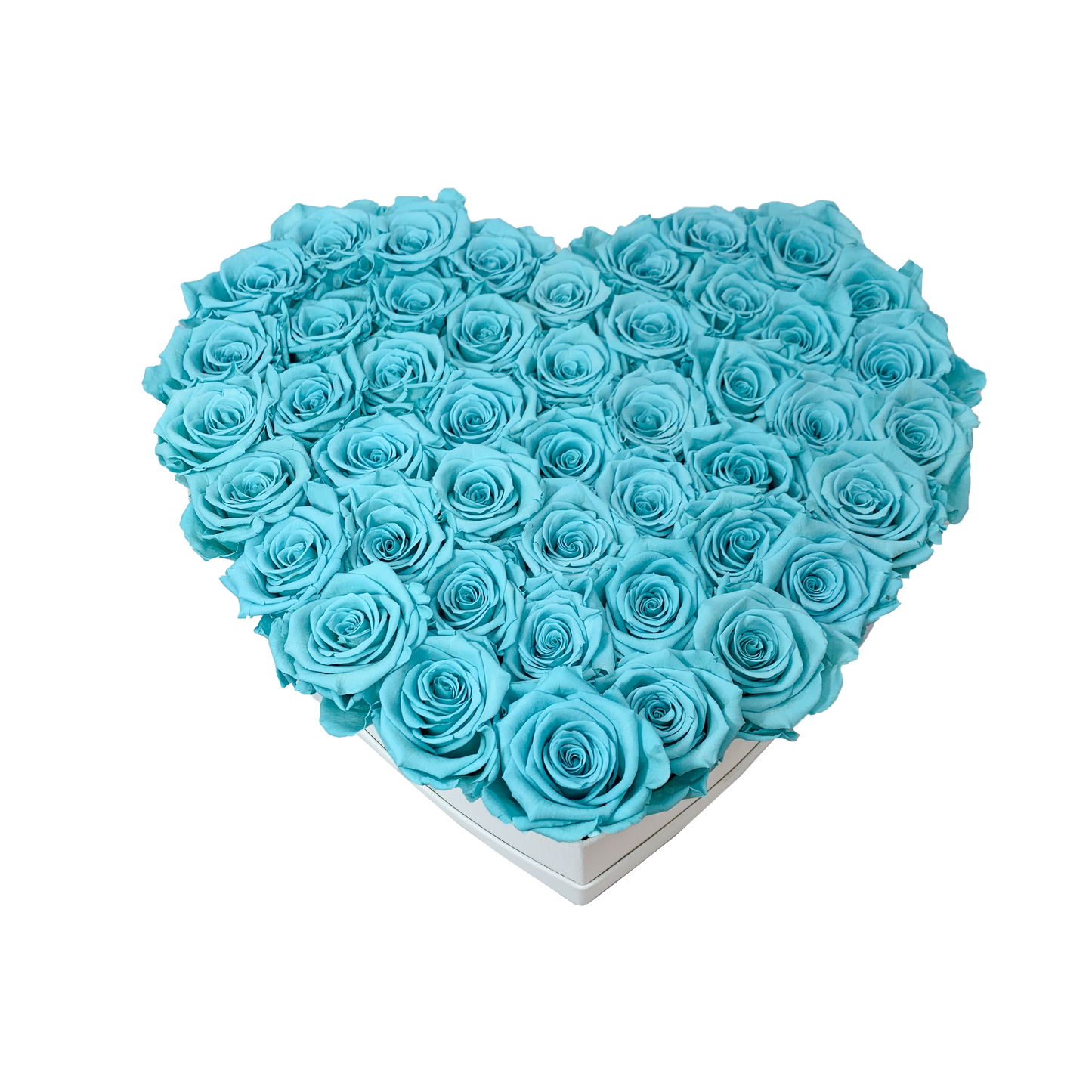 LUXURY 44-46 PRESERVED ROSES ARRANGEMENT - HEART PU LEATHER BOX - BMade