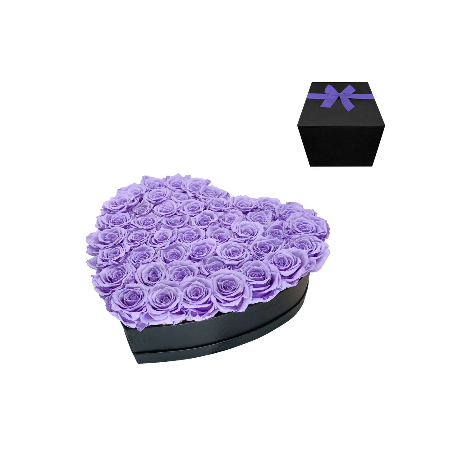 LUXURY 44-46 PRESERVED ROSES ARRANGEMENT - HEART PU LEATHER BOX - BMade