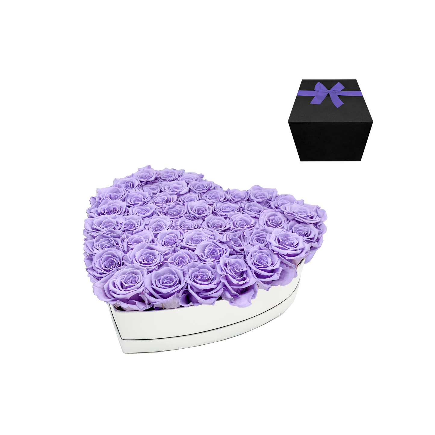 LUXURY 44-46 PRESERVED ROSES ARRANGEMENT - HEART PU LEATHER BOX - BMade