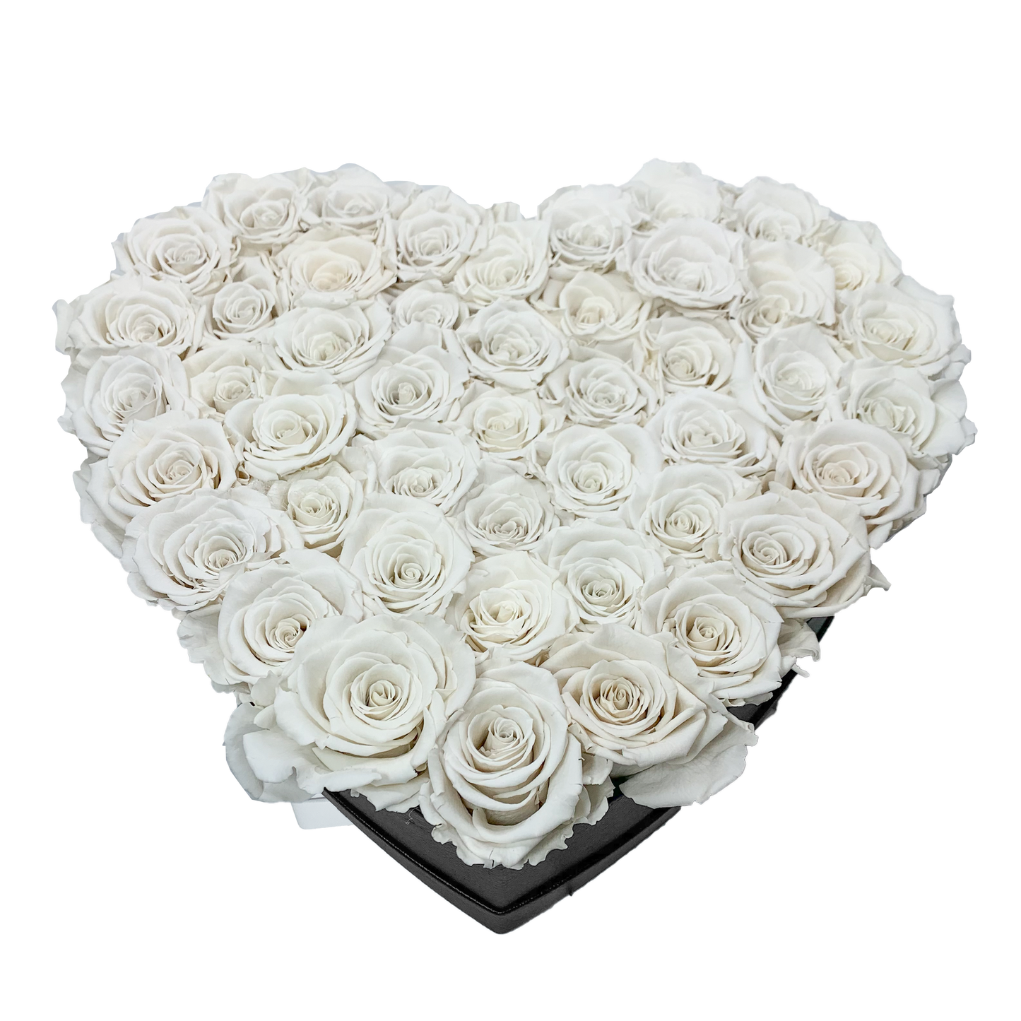 LUXURY 44-46 PRESERVED ROSES ARRANGEMENT - HEART PU LEATHER BOX - BMade