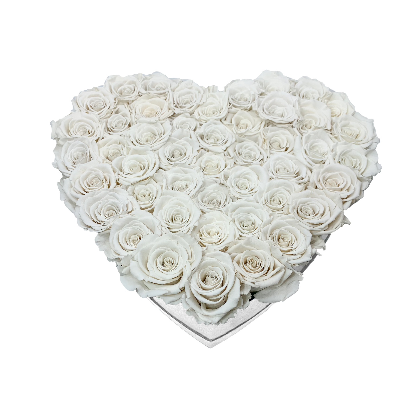 LUXURY 44-46 PRESERVED ROSES ARRANGEMENT - HEART PU LEATHER BOX - BMade