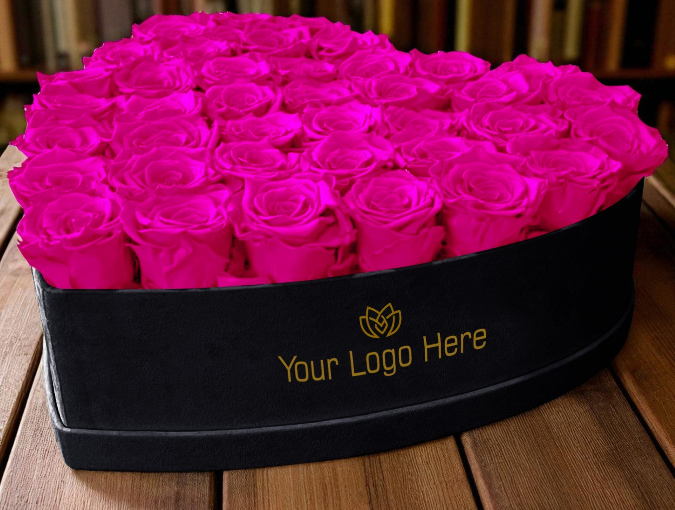 Branded Heart Floral Arrangement | 42 Preserved Roses, Fast Shipping