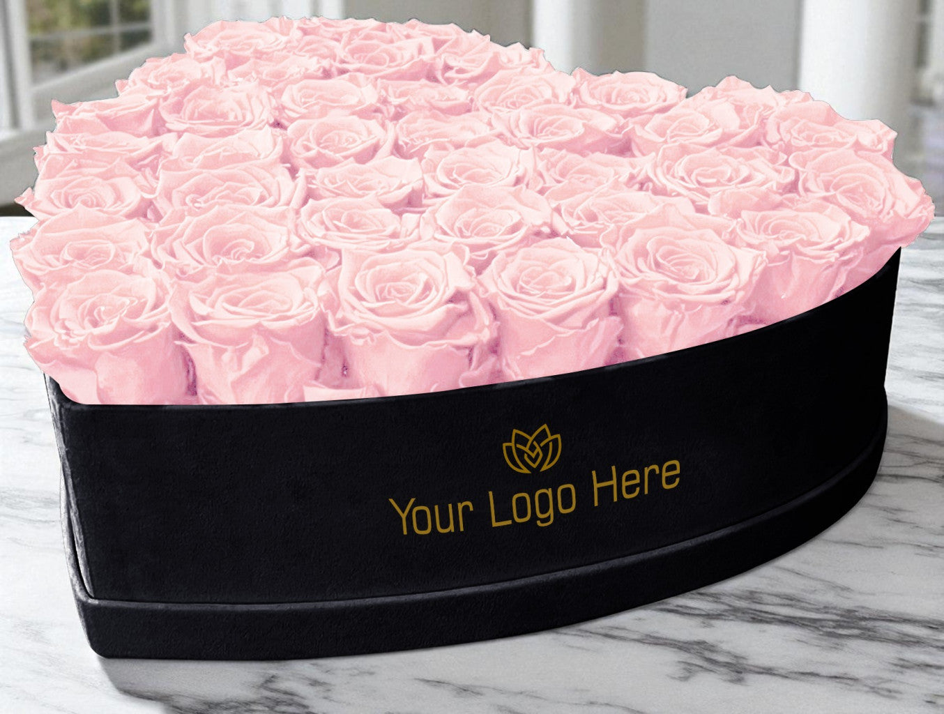 Branded Heart Floral Arrangement | 42 Preserved Roses, Fast Shipping