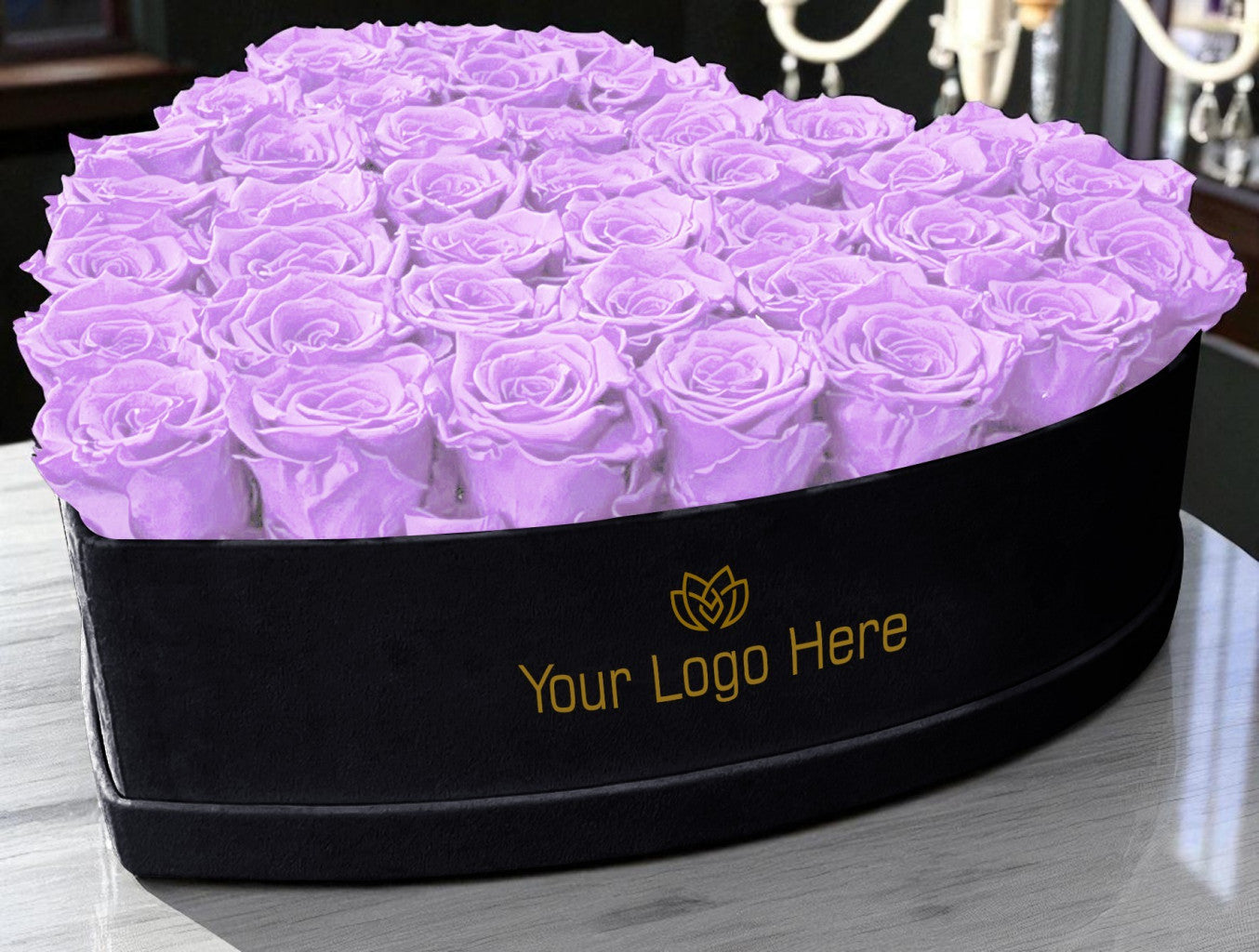 Branded Heart Floral Arrangement | 42 Preserved Roses, Fast Shipping