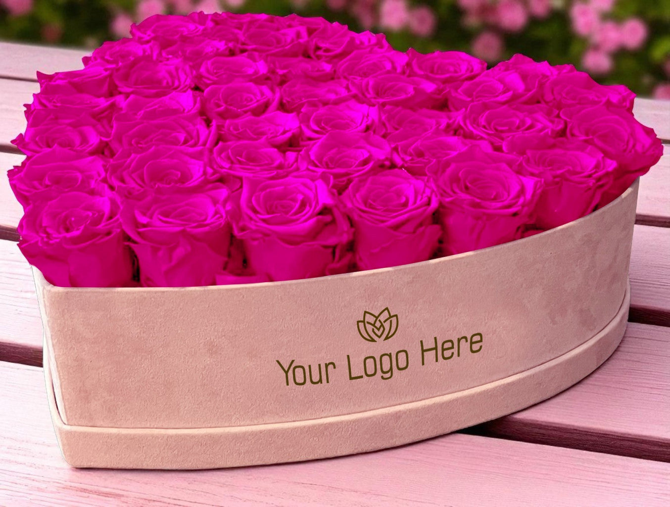 Branded Heart Floral Arrangement | 42 Preserved Roses, Fast Shipping